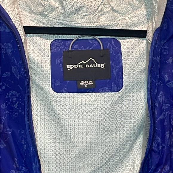 Eddie Bauer Blue Adjustable Waterproof Rain Jacket with Hood Size M - Picture 4 of 5